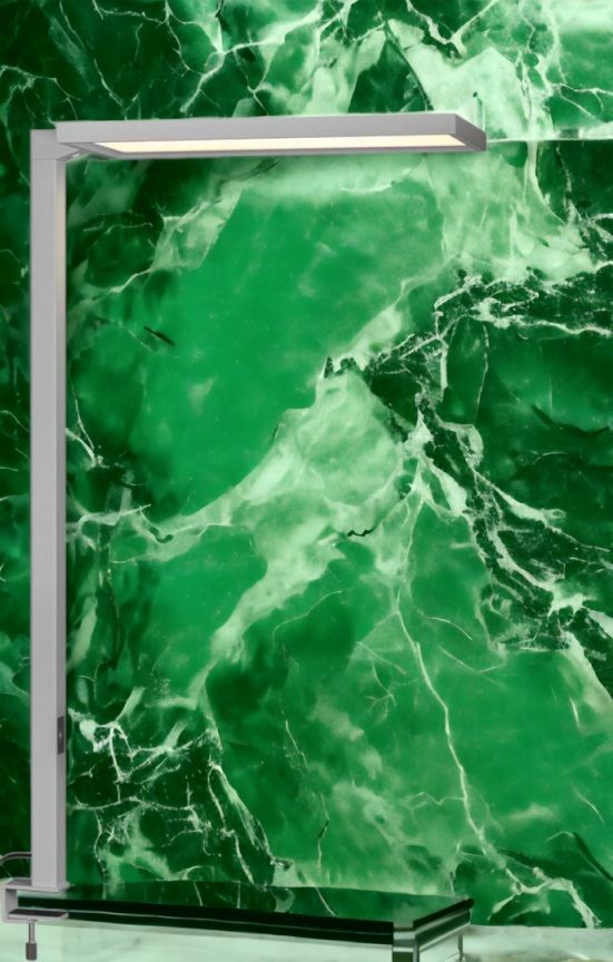 Silberne Leggero LED Tischleuchte für Büro und Arbeitsplatz, modernes Design für optimale Beleuchtung.