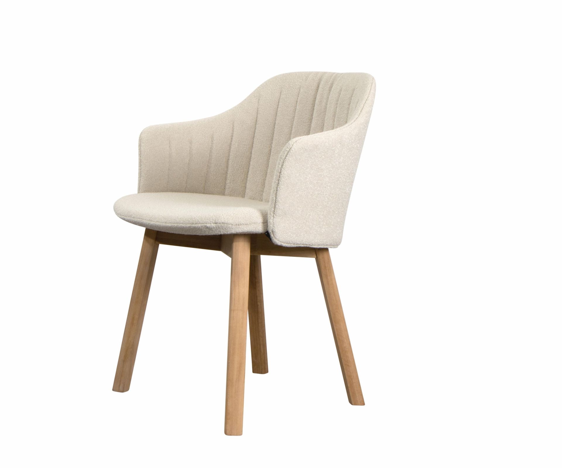 Choice Stuhl mit Rückenbezug Sand Cane-Line: Moderner Esszimmerstuhl mit Armlehnen und Holzbeinen.