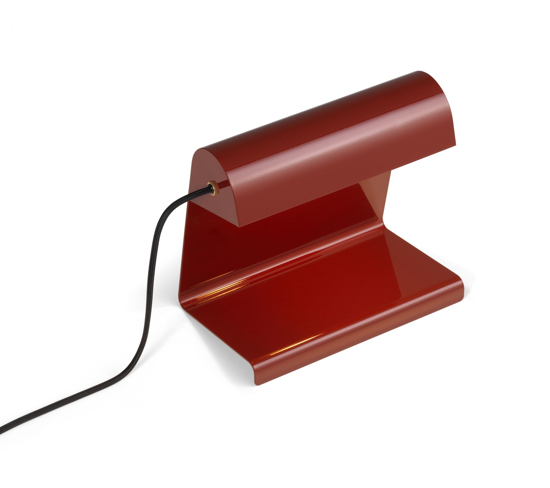 Rote Vitra Tischleuchte im minimalistischen Design, ideal als Schreibtischlampe oder Leselampe.