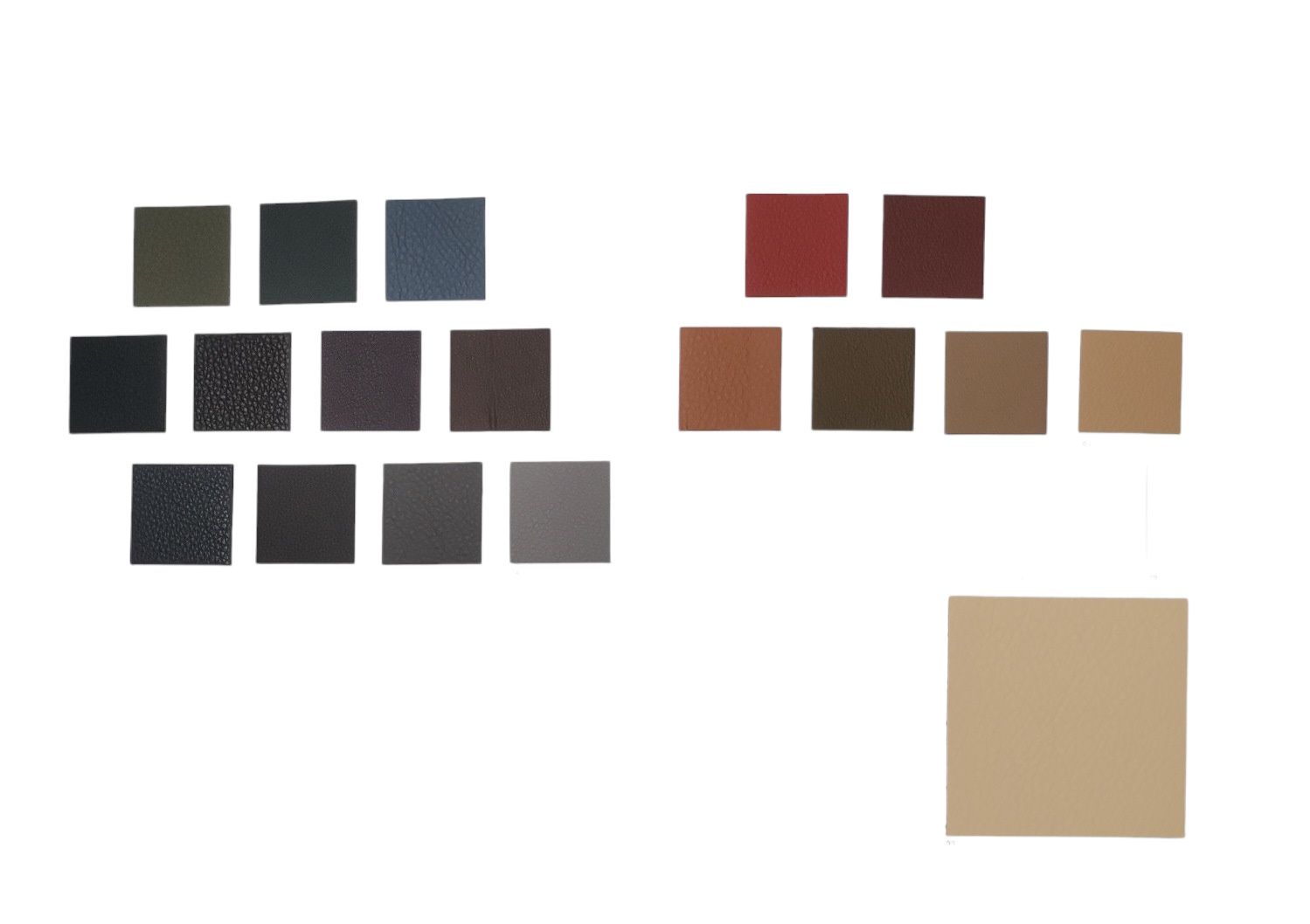 Ledermusterkarte mit verschiedenen Ledersorten und Farben für Möbel und Innenausstattung. Premium Leder Auswahl.