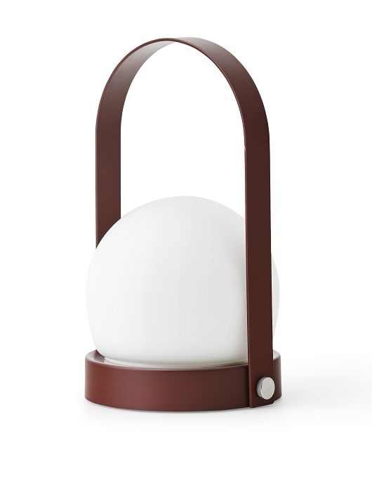 Carrie tragbare Tischleuchte in Rotbraun: Akkuleuchte mit Henkel für den Innen- und Außenbereich.