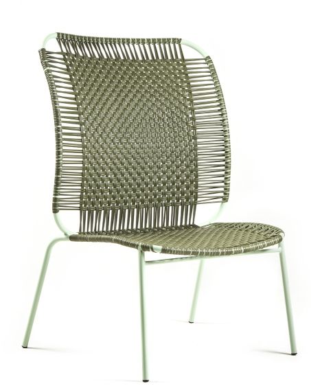 Cielo Lounge Chair, hoch, in Olivegrün und Pastellgrün, Outdoor-Stuhl.