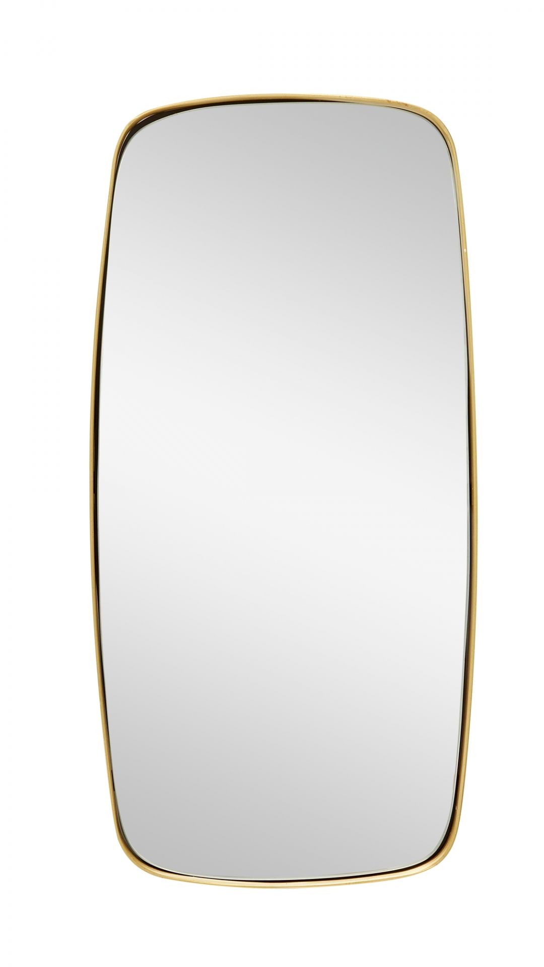 Rechteckiger Wandspiegel mit abgerundeten Ecken und Messingrahmen, Hübsch Interior Spiegel.