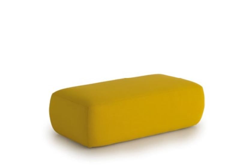 Gelber PLUS D210 Pouf, rechteckiger Sitzhocker für Wohnzimmer und Lounge, bequeme Polsterung.