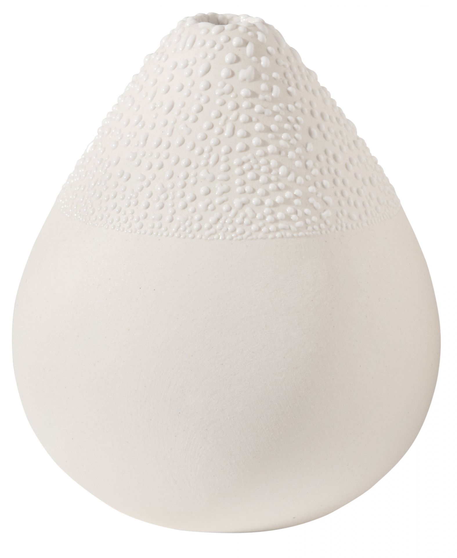 Nahaufnahme der Zuhause Perlenvase von Räder, eine moderne, weiße Keramikvase mit einzigartiger Perlenstruktur.