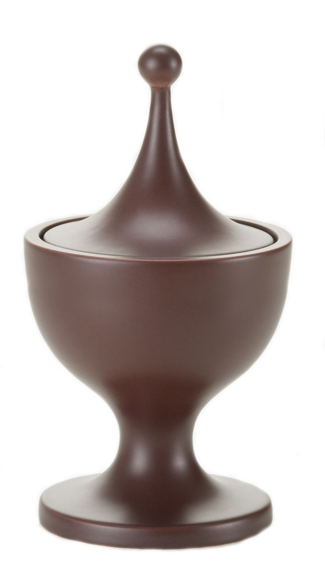 Brauner Keramikbehälter mit Deckel, Vitra-Design. Elegante Keramikdose für Küche und Wohnen.