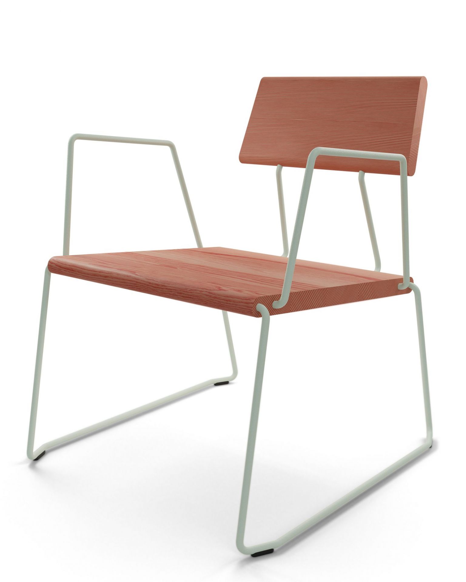 D:008 Loungechair: Moderner Sessel mit Armlehnen in Melone, Fuchs und Habicht Farben. Bequemer Design Stuhl.