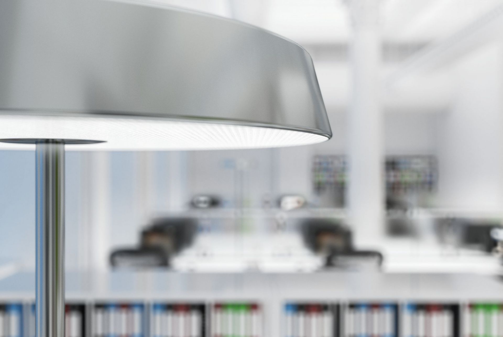 Detailaufnahme der Koi-S Tischleuchte für USM Haller in Schwarz, modernes Design.