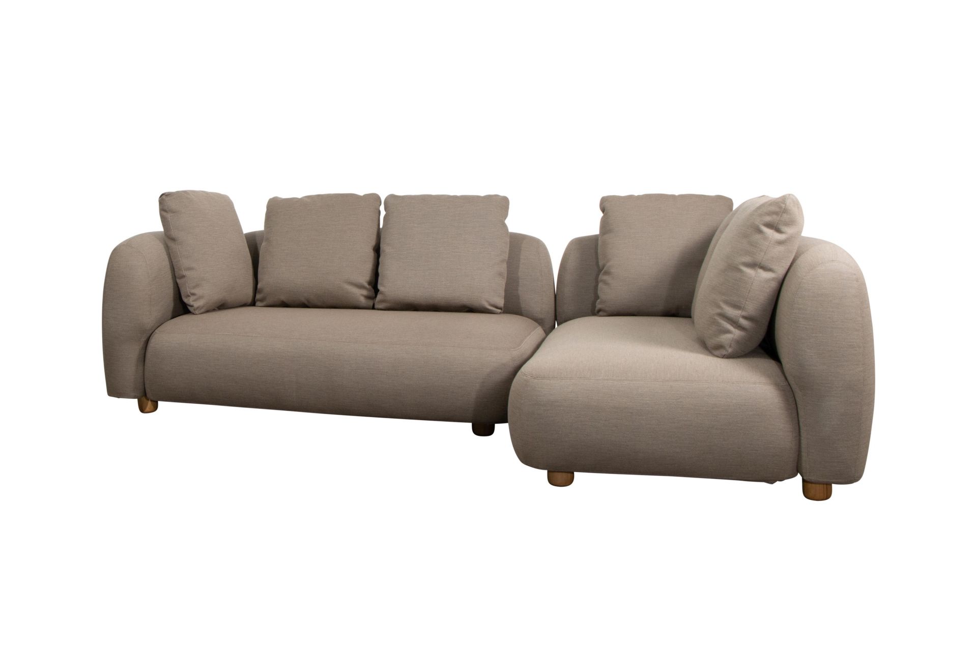 Capture Outdoor Sofa Modul von Cane-Line, 2-Sitzer in Beige mit bequemen Kissen.