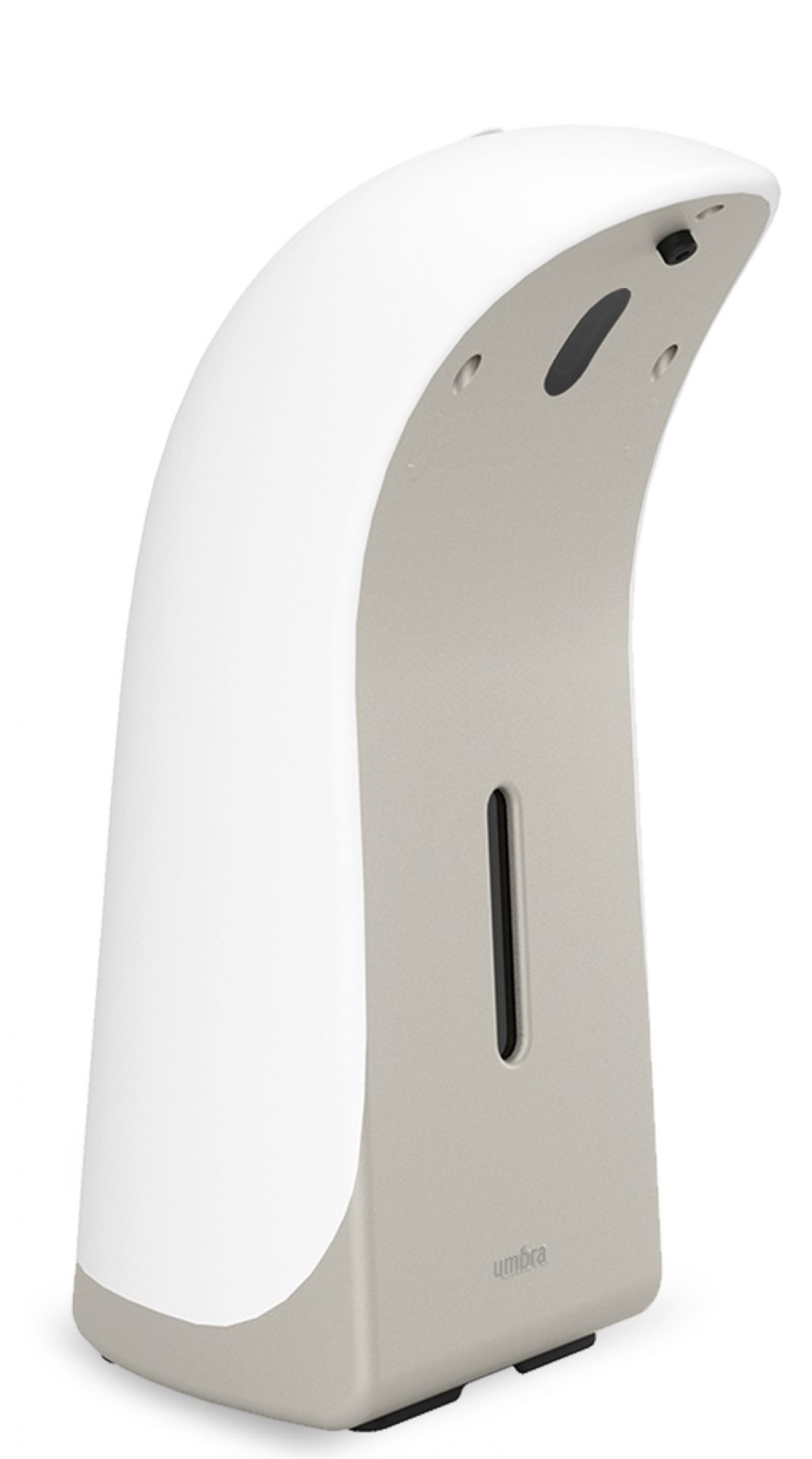 Umbra Emperor Automatik Seifenspender in Weiß und Nickel, berührungsloser Spender für Küche und Bad.