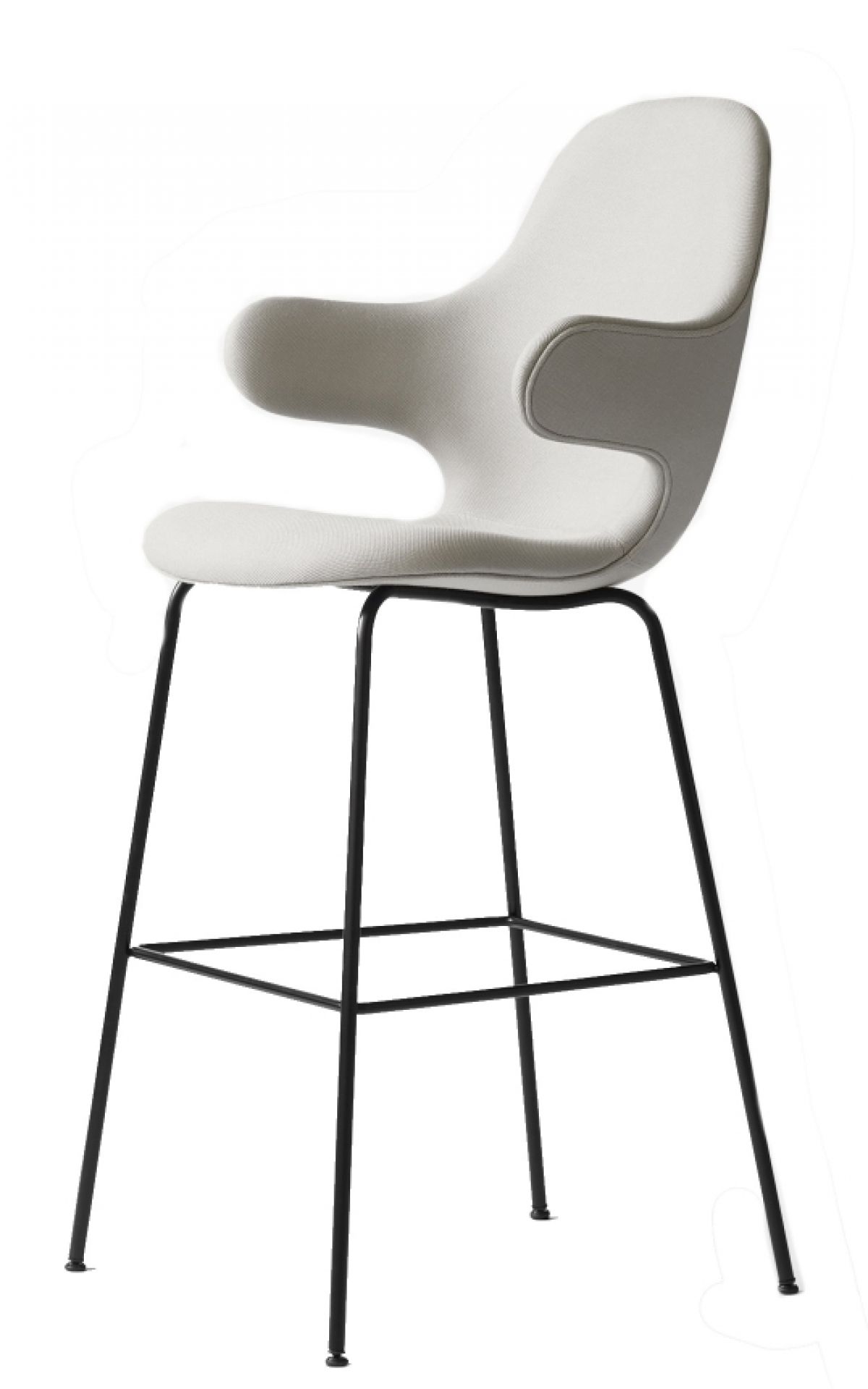 Catch Barstool Barhocker von AndTradition, gepolstert in Weiß, mit schwarzem Metallgestell.