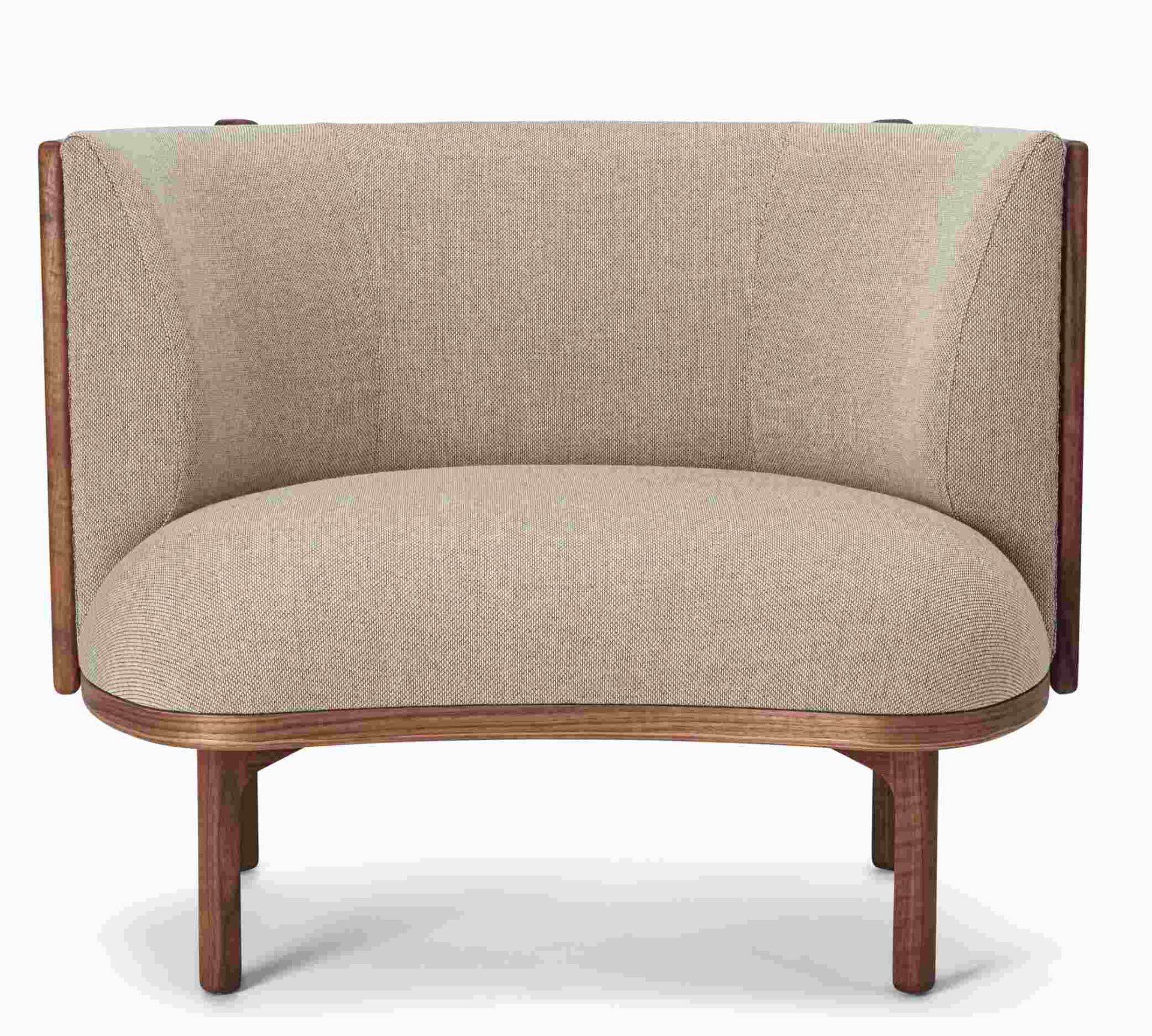 RF1904 Sideways Lounge Chair Sessel von Carl Hansen & Søn, Nussbaum geölt, Re-Wool Bezug.