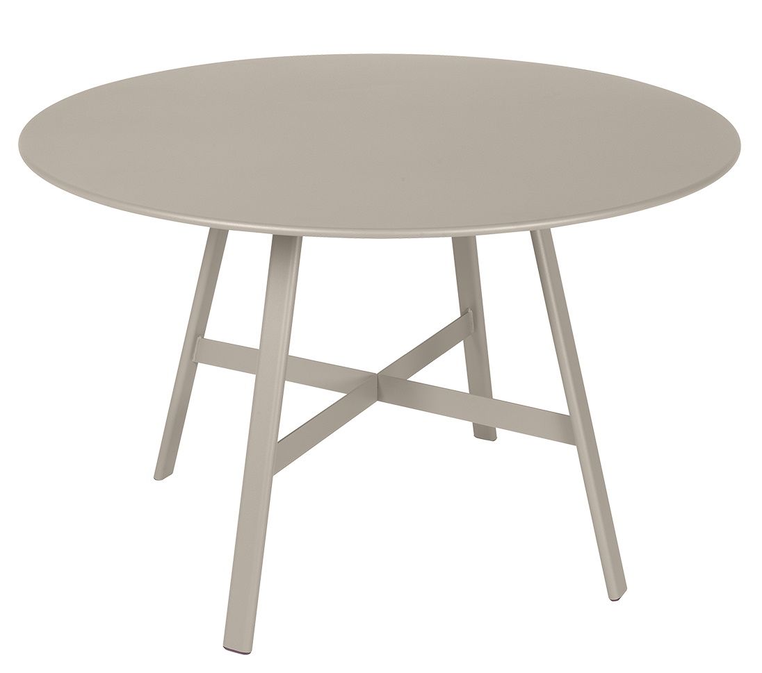 SO´O Esstisch Outdoor von Fermob, runder Gartentisch aus Metall in Taupe, modernes Design.