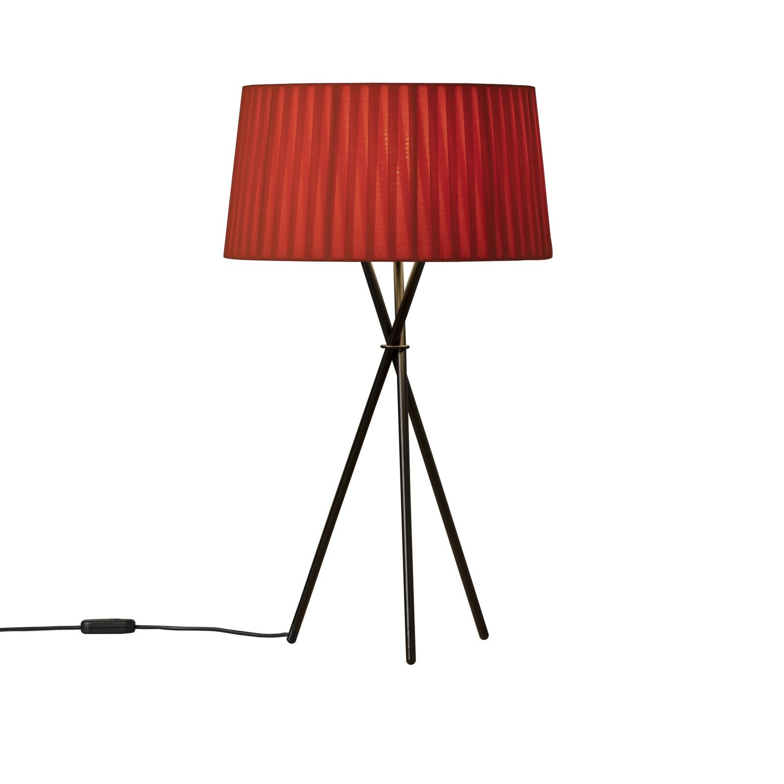 Tripode G6 Tischleuchte in Bernsteinrot von Santa & Cole mit dreibeinigem Stativfuß.