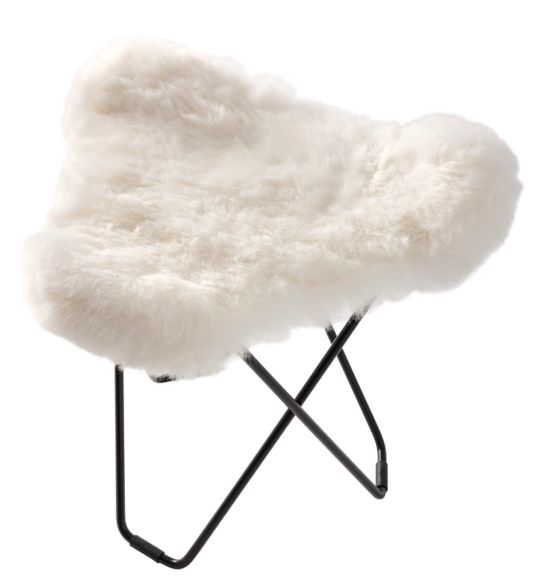 Iceland Flying Goose Schaffellhocker Cuero Schwarz / Shorn weiß