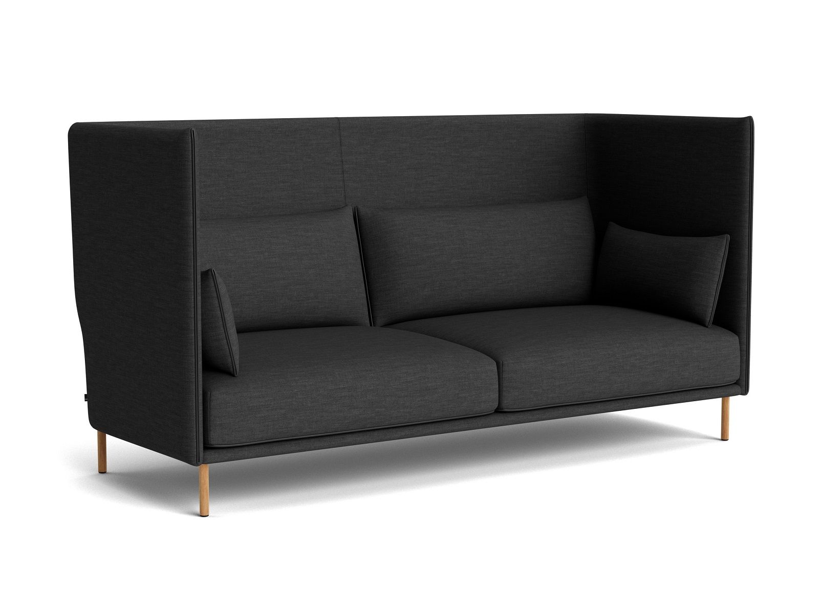 Schwarzes Silhouette Sofa 2-Sitzer High Back von Hay mit hohen Seitenwänden und Kissen.