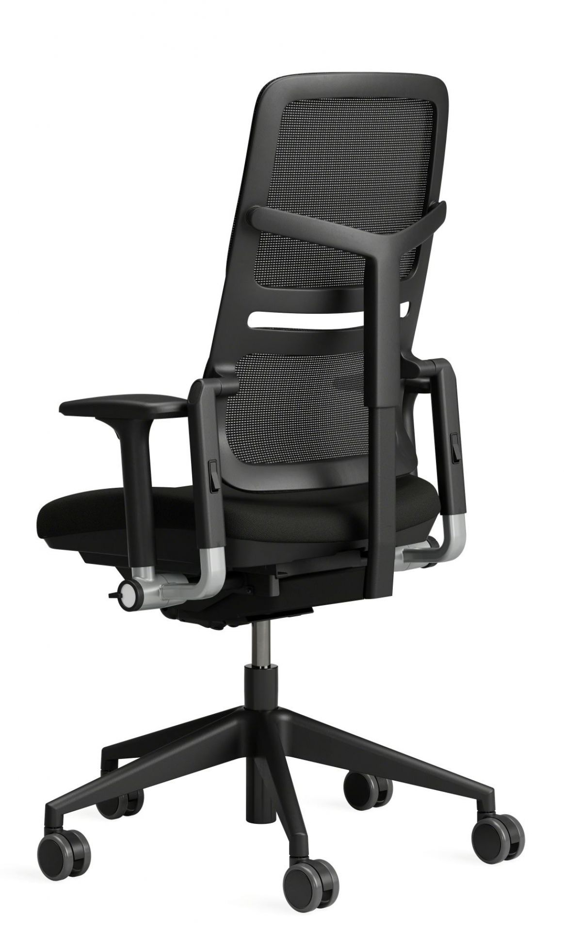 Schwarzer Please Air Bürostuhl von Steelcase mit Netzrücken, ergonomisch und modern für komfortables Sitzen.