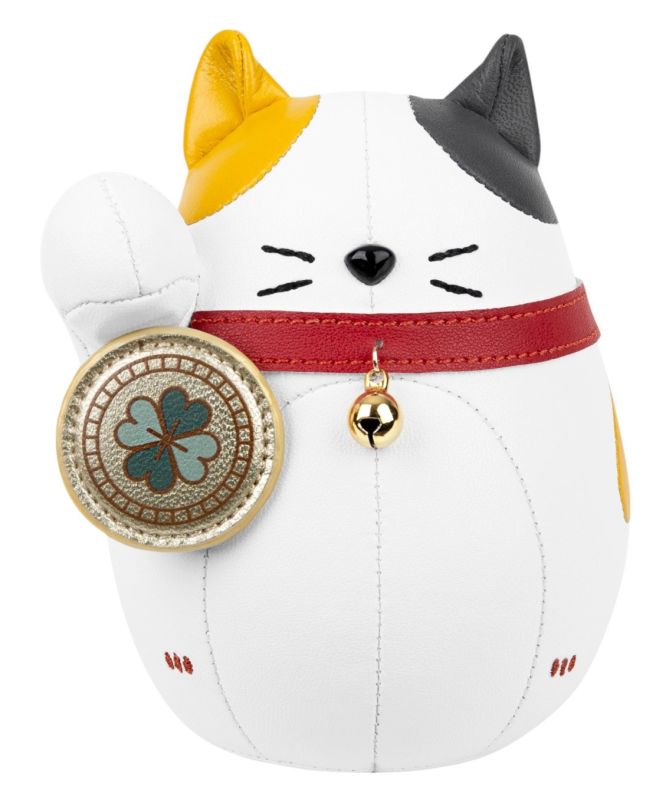 Briefbeschwerer Katze Lucky Cat Fuu Clover Weiß / Ocker gelb Züny 