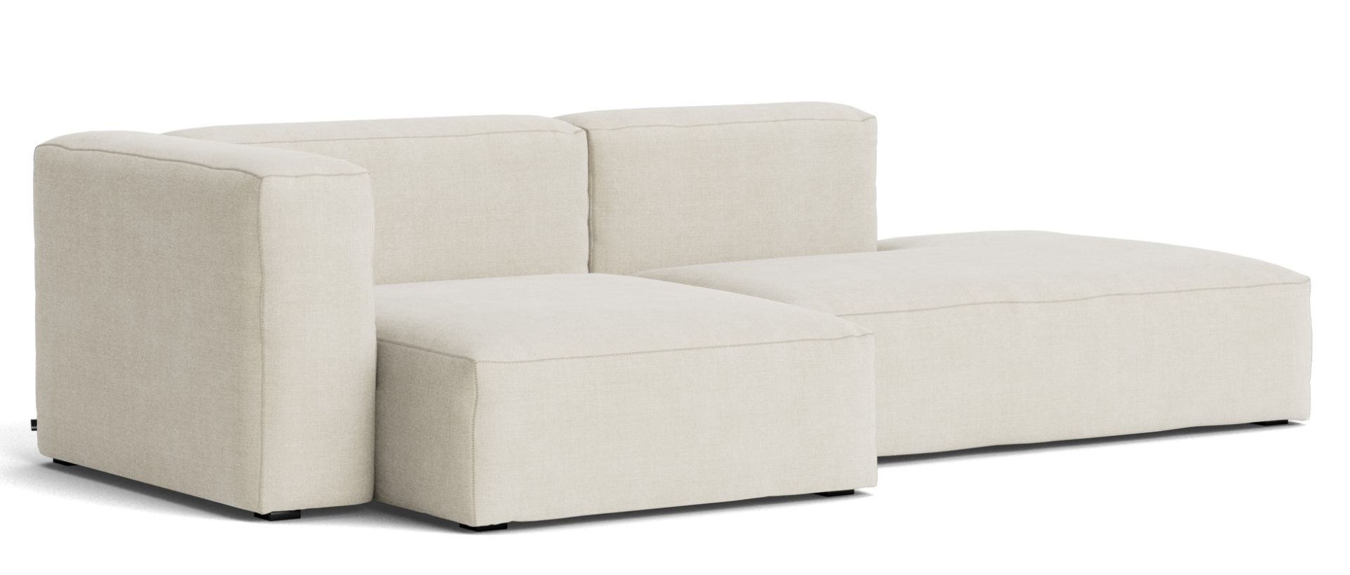 Beiges Mags Sofa mit Armlehne links, ein modernes und modulares Sitzmöbel für Wohnzimmer.