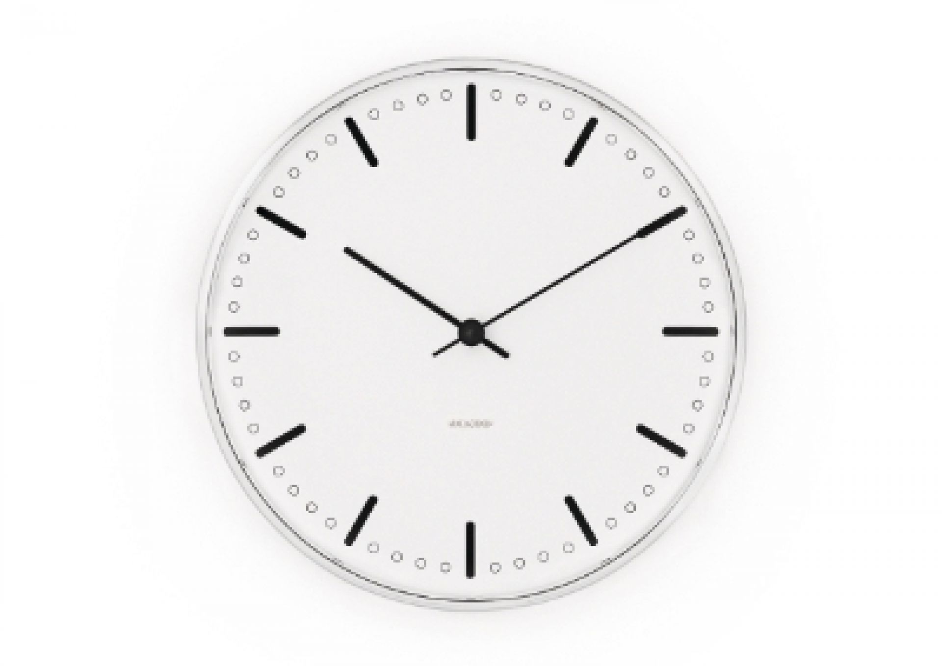 Rosendahl City Hall Tischuhr: Runde, minimalistische Uhr mit weißem Zifferblatt und silbernem Rahmen. Zeitloses Design.