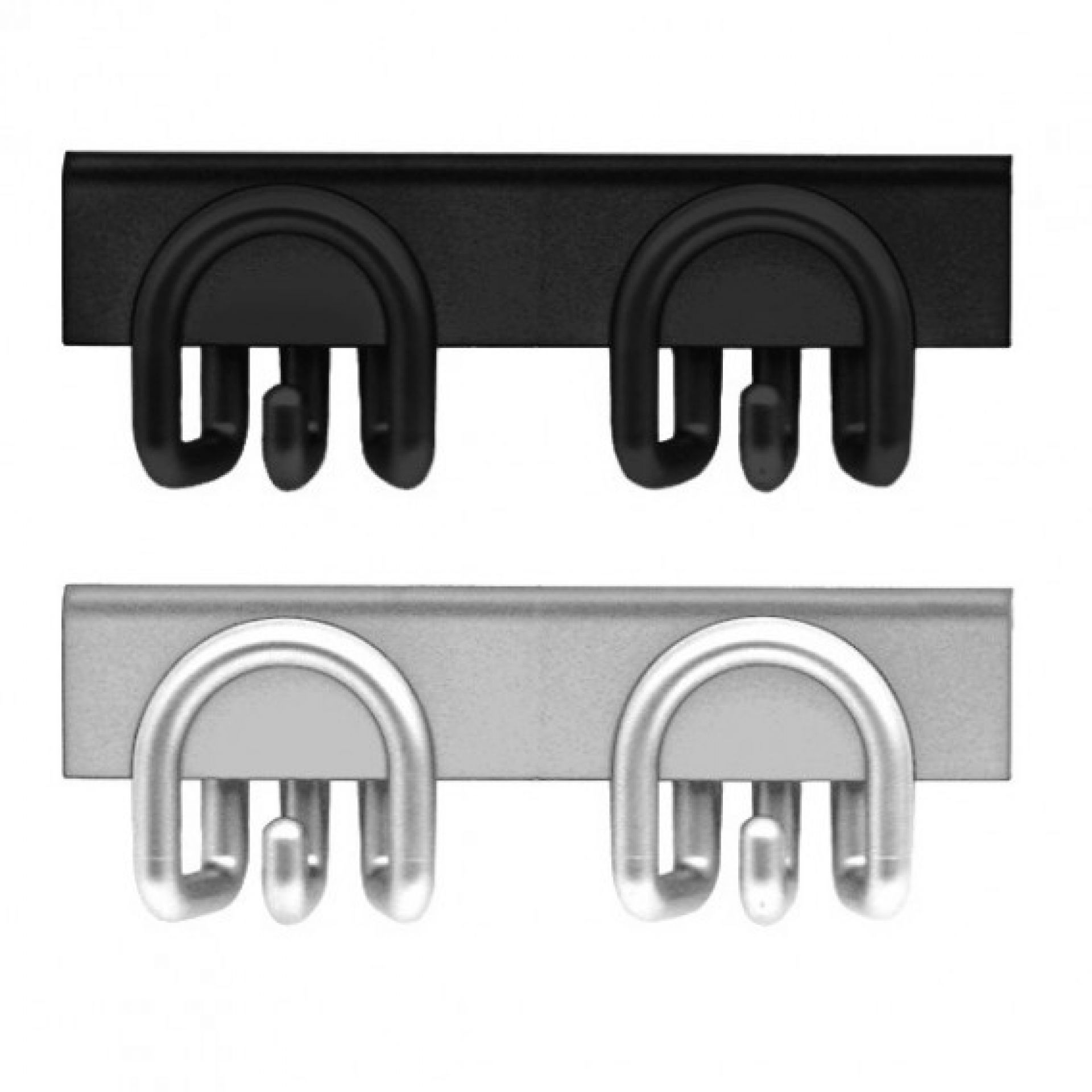 Dueposti Wandkleiderhaken von Rexite in Schwarz und Silber, moderne Garderobenhaken für die Wand.