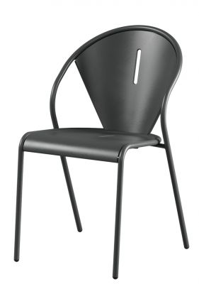 Grauer Code Chair Stuhl von Emu für den Außenbereich, Metallstuhl mit Armlehne.