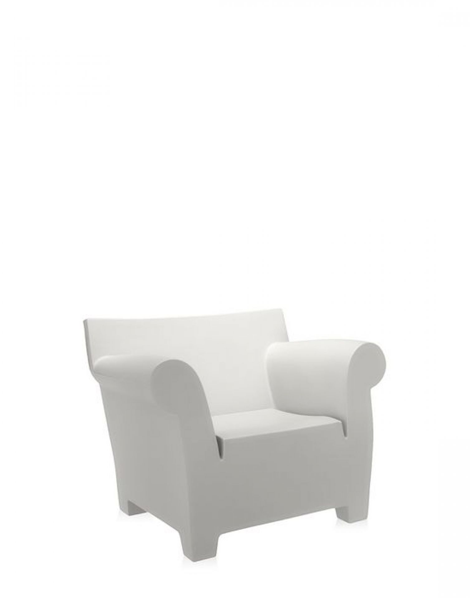 Weißer Bubble Club Sessel von Kartell, moderner Design-Sessel für Wohnzimmer und Garten.