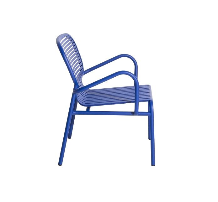 Week-End Garden Armchair Sessel Petite Friture Blau, Seitenansicht, Design Gartenmöbel mit Armlehnen.