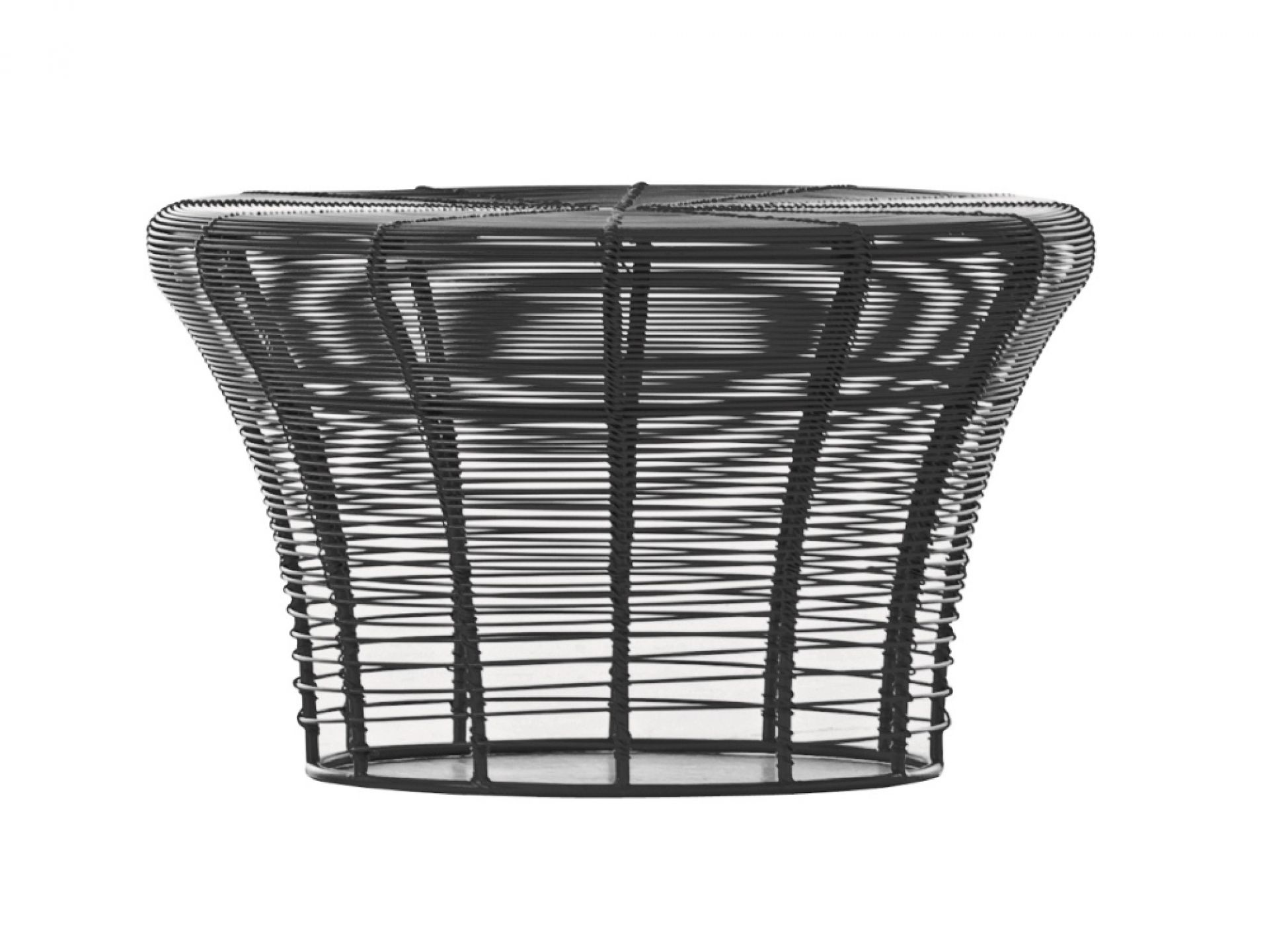 Aram Tisch von GAN, anthrazitfarbener Beistelltisch aus Metall, Drahtgeflecht, modernes Design.