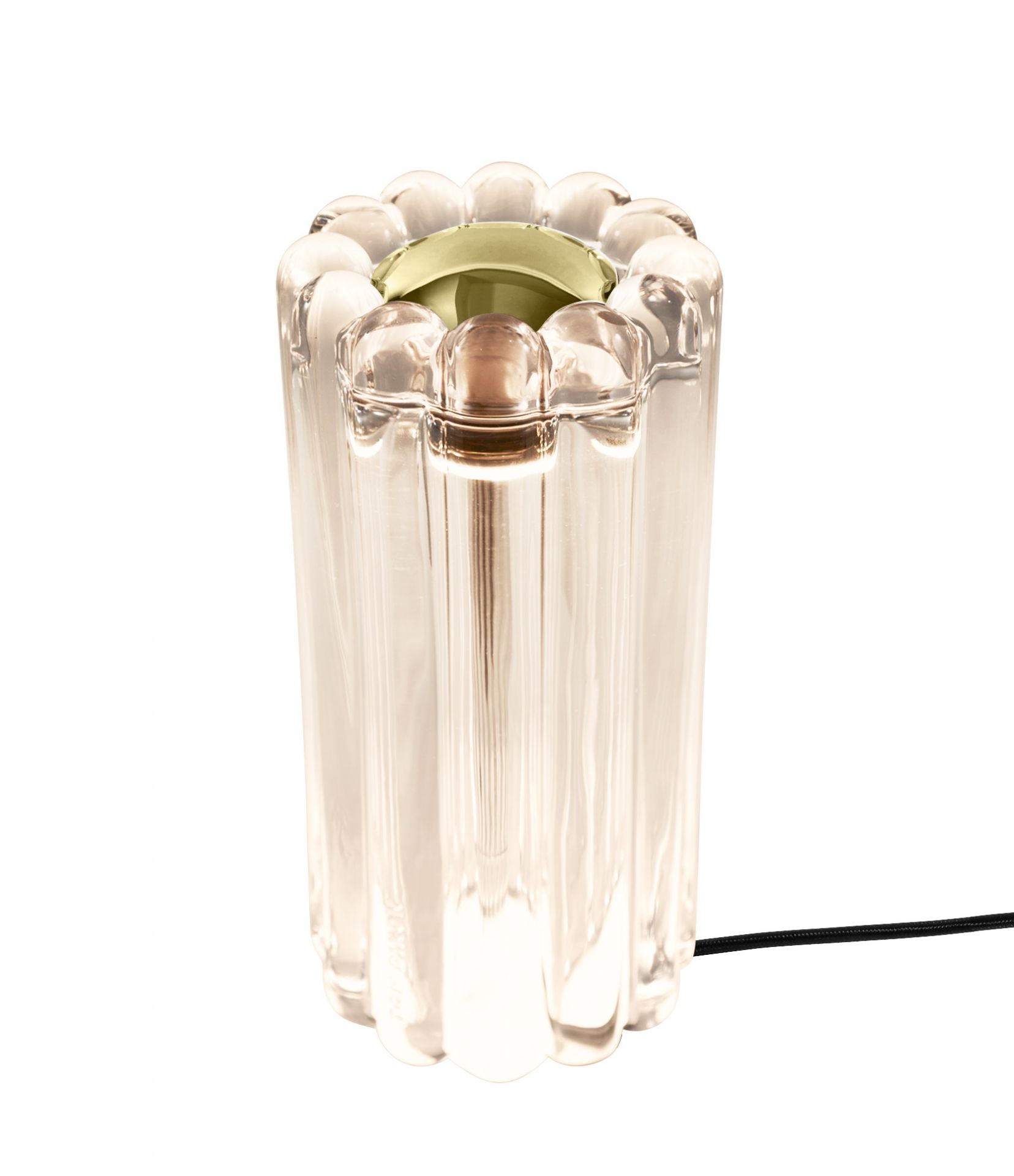 Press Tischleuchte von Tom Dixon aus transparentem Glas, moderne Tischlampe für Wohnzimmer und Schlafzimmer.