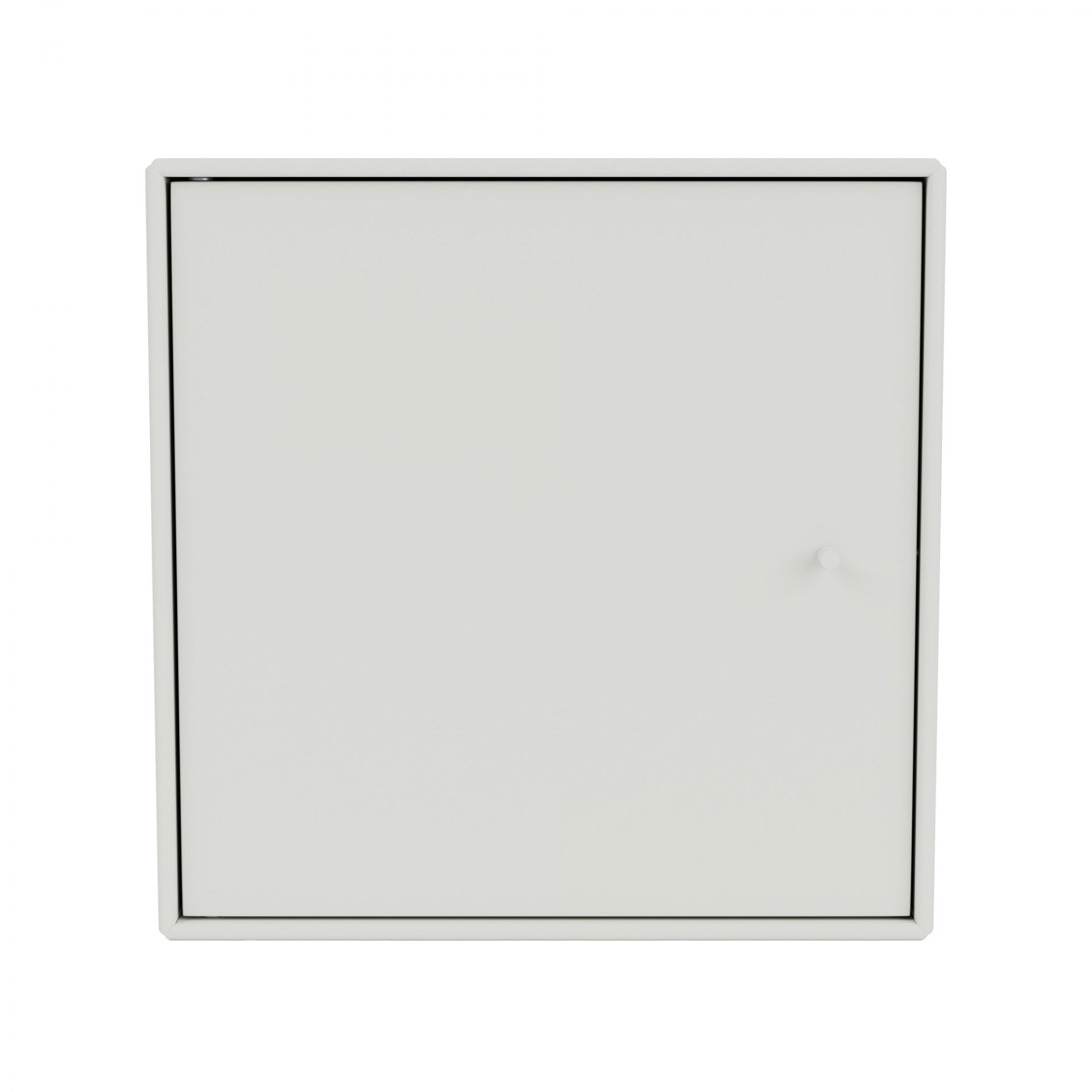 Weißes Mini Modul mit Tür der Nordic Montana Serie, modernes Regalsystem für Wohnraum.