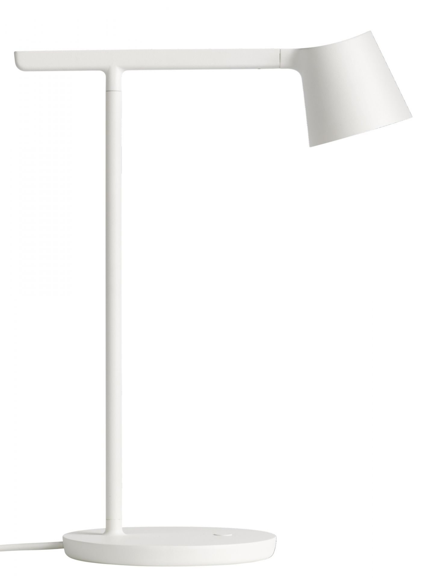 Weiße Muuto Tip Table Lamp Tischleuchte: Moderne Schreibtischlampe mit verstellbarem Lampenkopf für Büro und Zuhause.