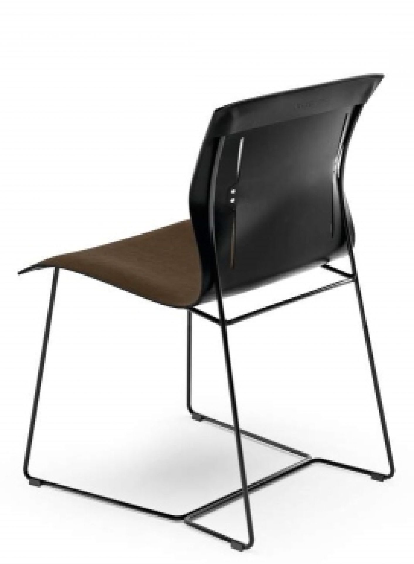 Cuoio Stuhl: Moderner Designstuhl mit braunem Sitz und schwarzem Metallgestell von Walter Knoll.