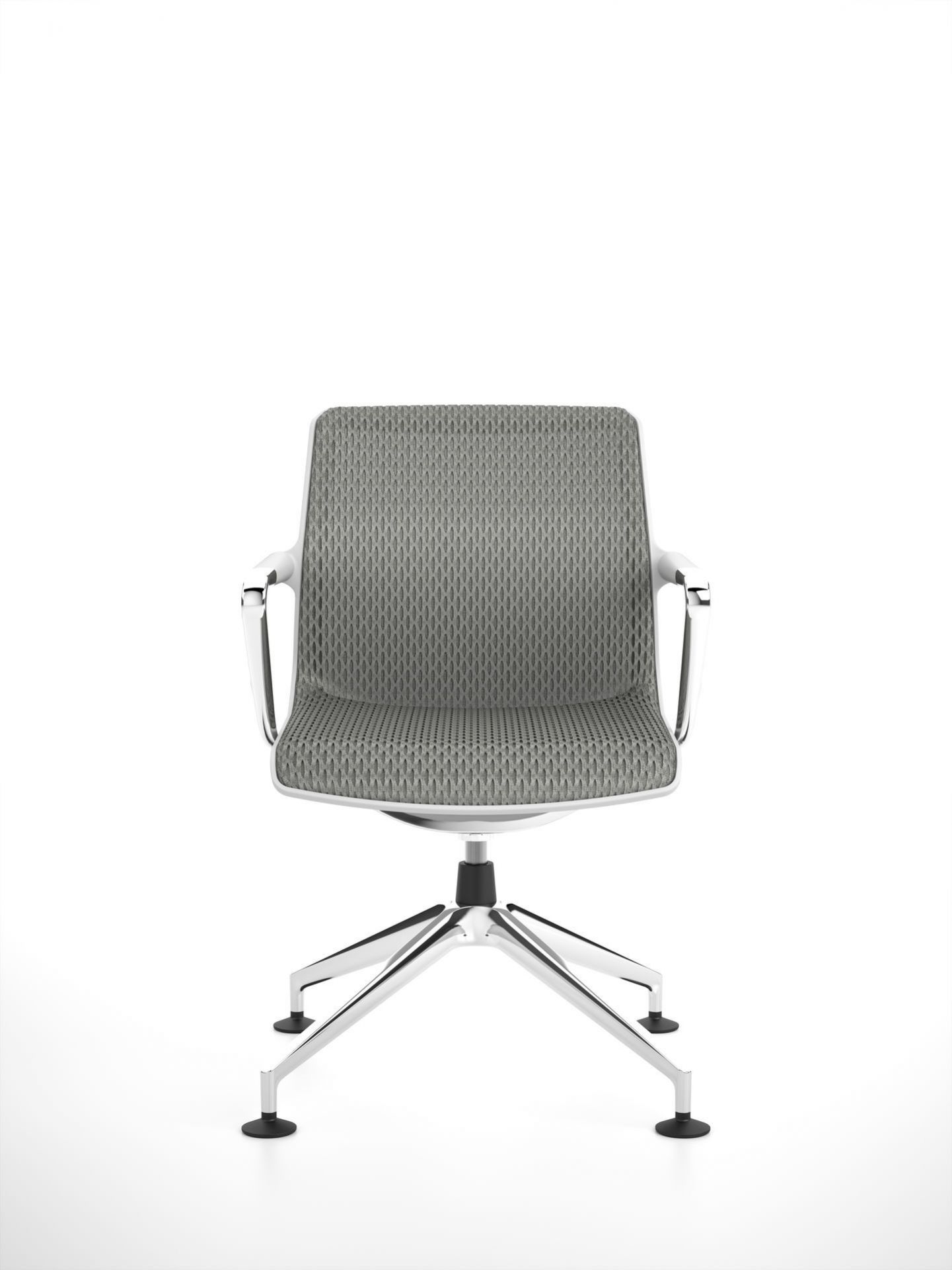 Vitra Unix Chair Bürostuhl mit grauem Stoffbezug und Viersternfuß aus Chrom.