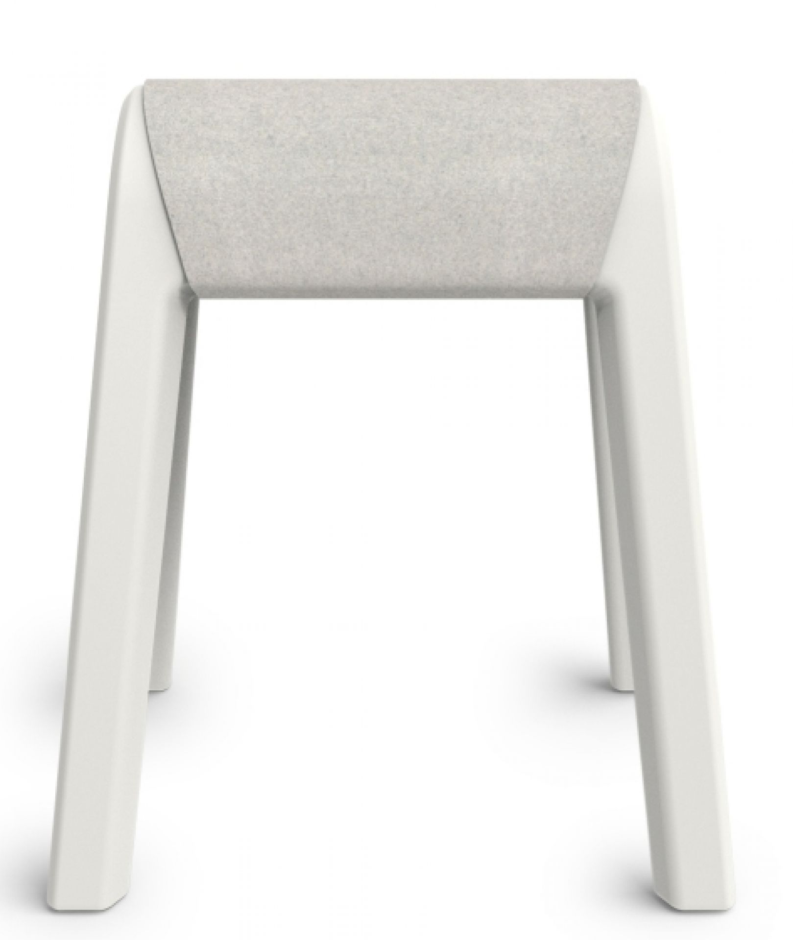 Wilkhahn Programm 204 Sitzauflage hellmeliert: Gepolsterter Hocker mit weißem Gestell für komfortables Sitzen.