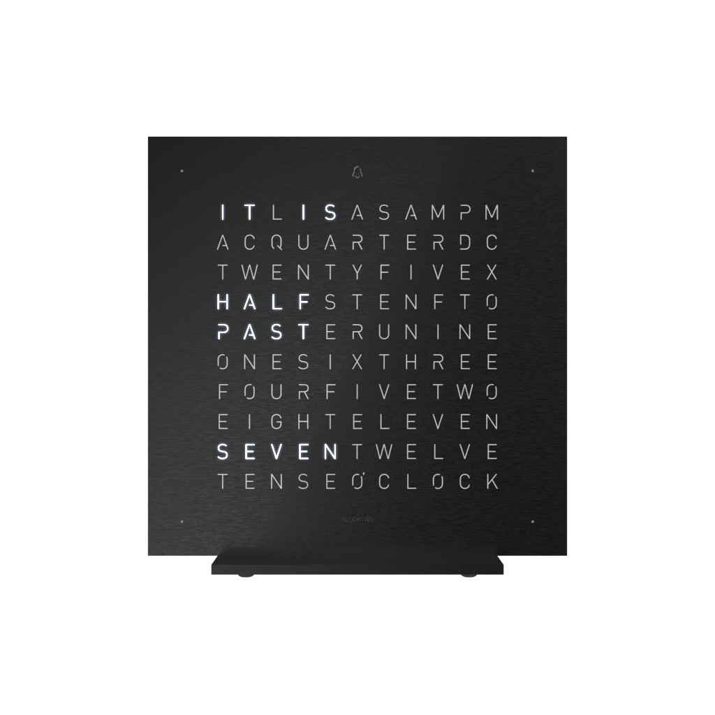 Earth 13.5 Steel Series Tischuhr / Zeitobjekt Englisch QLOCKTWO