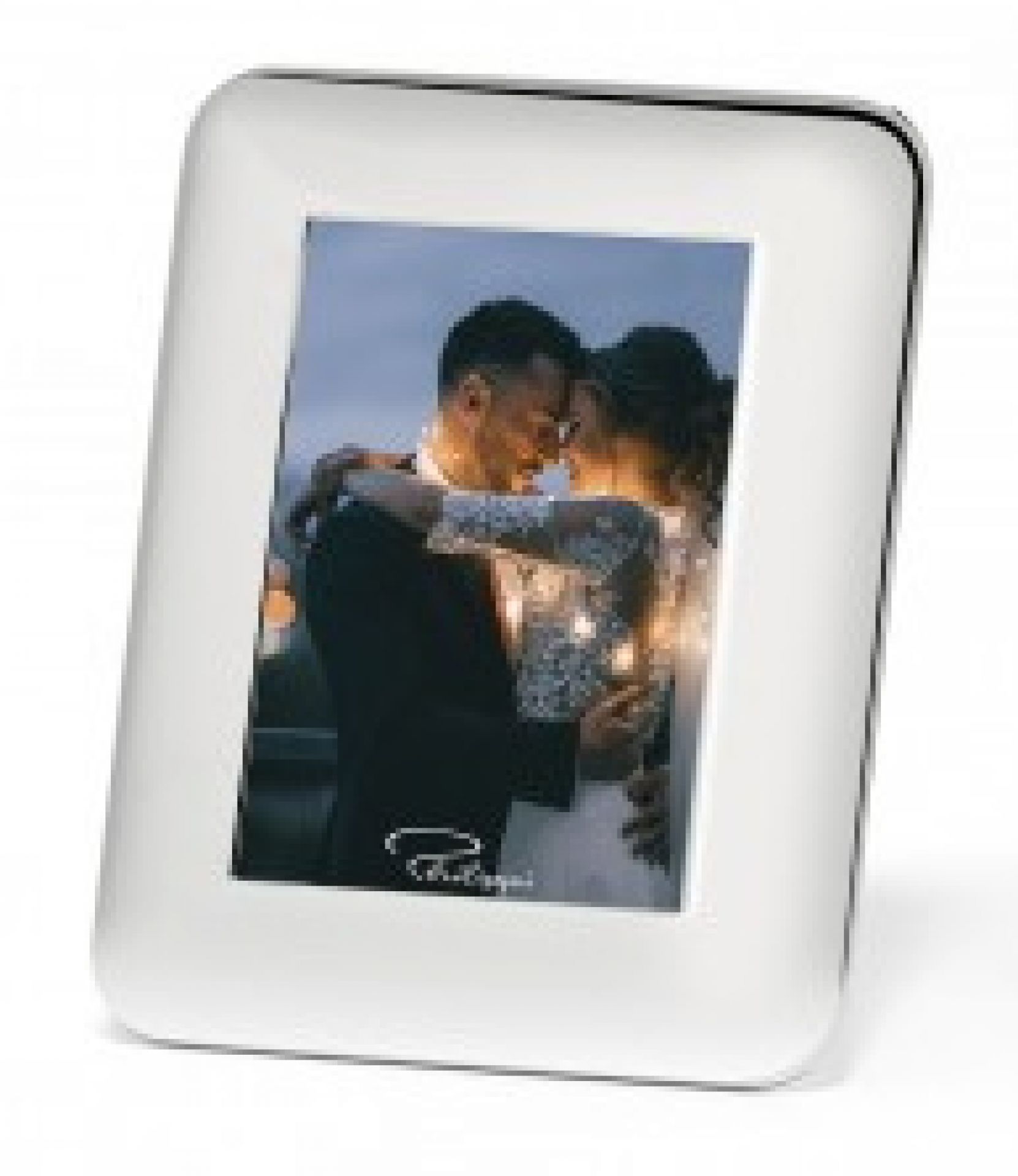 Silberner Philippi Bilderrahmen "Marriage" mit Hochzeitsfoto eines Paares. Elegantes Design für besondere Erinnerungen.
