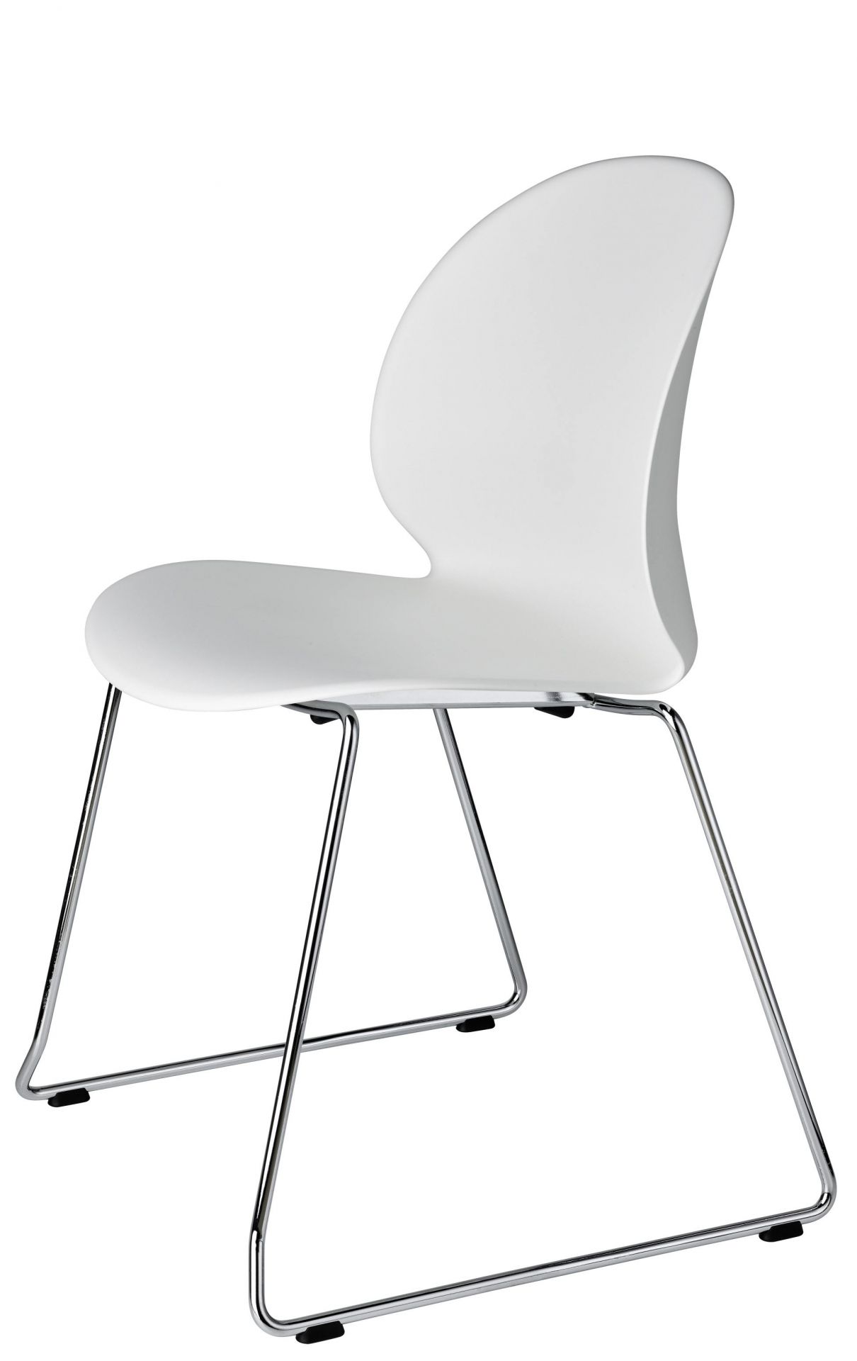 Weißer N02 Recycle Stuhl von Fritz Hansen mit verchromtem Stahlgestell, modernes Design.