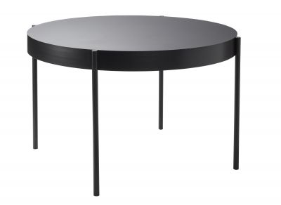 Schwarzer Series 430 Tisch von Verpan mit runder Tischplatte und filigranem Metallgestell.