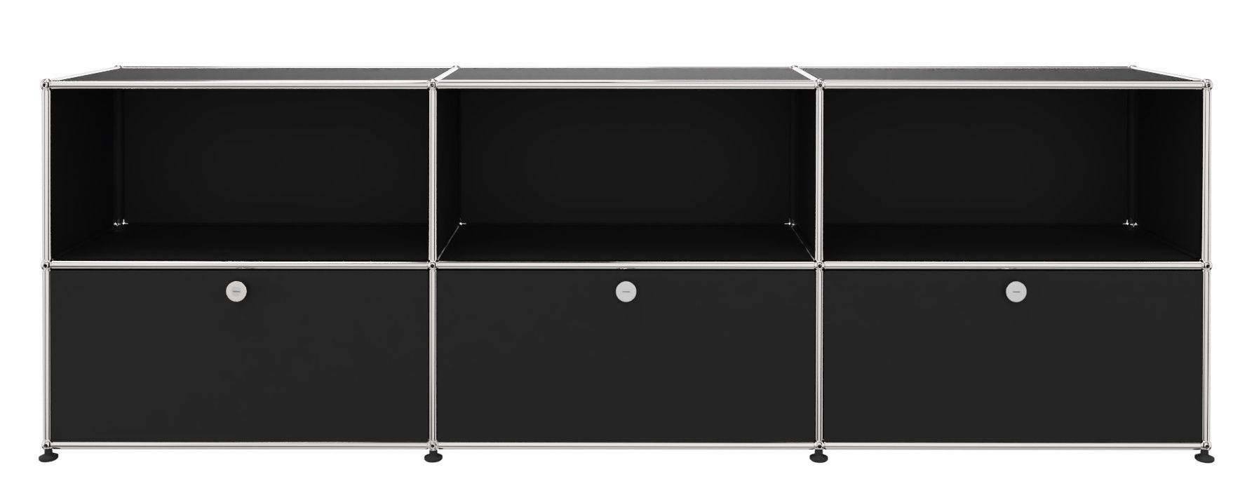 USM Haller Sideboard 3 Offen / 3 Klappen Graphitschwarz - FAST DELIVERY