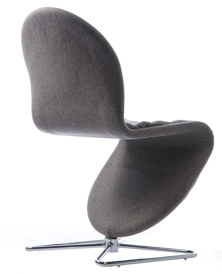 Grauer System 1-2-3 Dining Chair von Verpan mit Butterfly-Gestell aus Chrom. Designstuhl für Esszimmer.