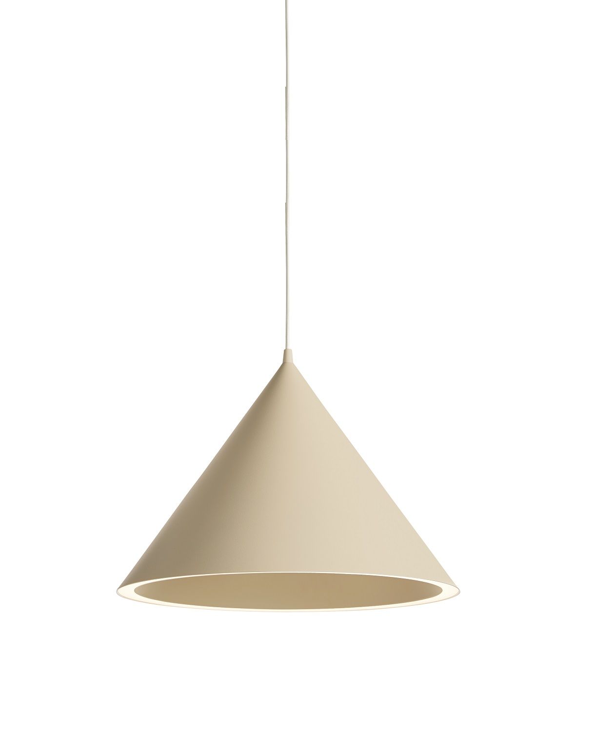 Beige Annular Pendelleuchte von Woud: Kegelförmige Hängelampe für moderne Innenräume und stilvolle Beleuchtung.
