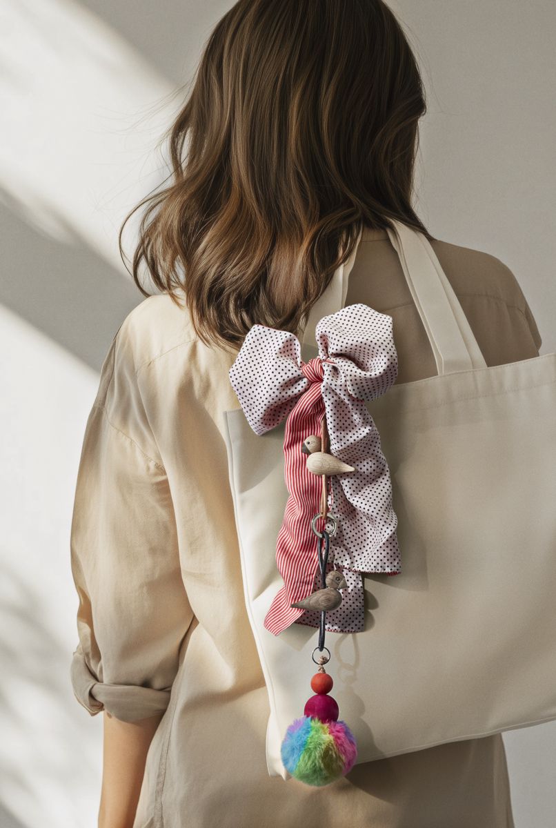 Vogel Eiche silberfarbenes Metall Schlusselanhänger mit Schwarzem leder Kay Bojesen 