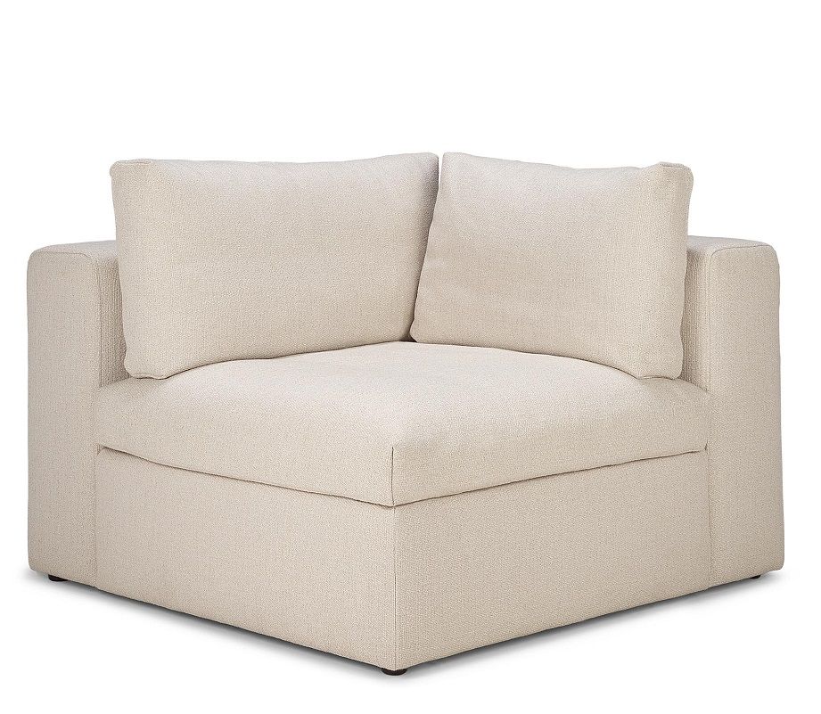 Ethnicraft Mellow Sofa Ecke in Off White Eco Stoff, modernes Ecksofa für Wohnzimmer.