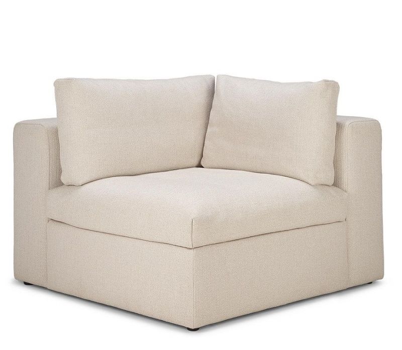 Ethnicraft Mellow Sofa Ecke in Off White Eco Stoff, modernes Ecksofa für Wohnzimmer.