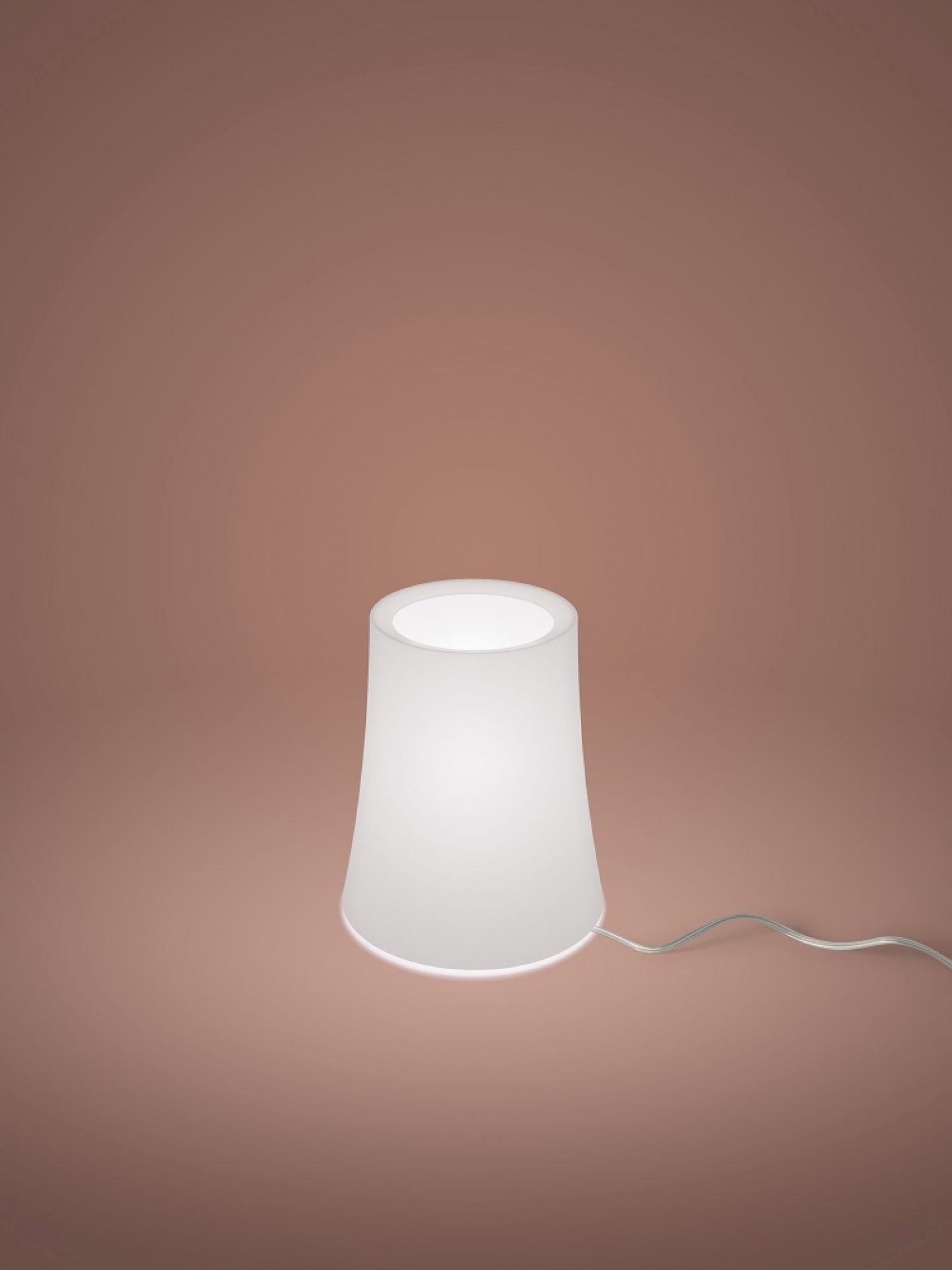 Weiße Birdie Zero Tischleuchte von Foscarini, modernes Design, sanftes Licht, ideal für Nachttisch oder Schreibtisch.