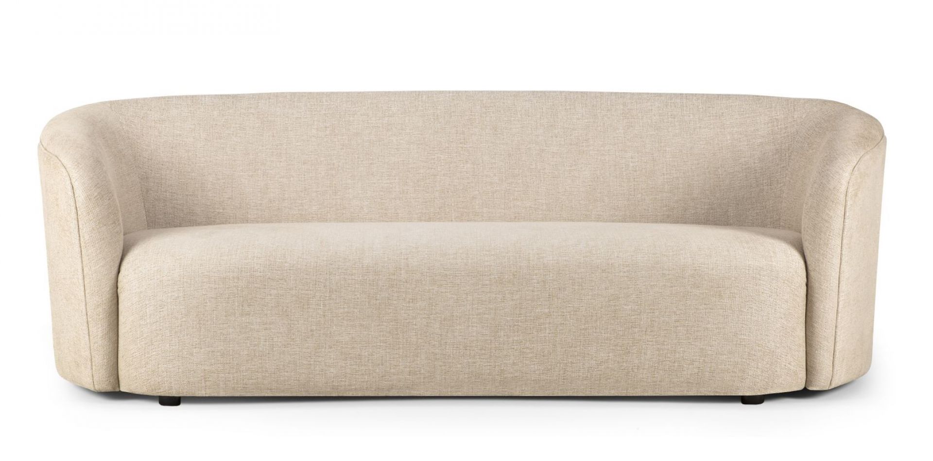 Ellipse Sofa 3-Sitzer in Haferflocken-Bezug: Modernes Sofa mit abgerundeten Formen für Wohnzimmer und Lounge.