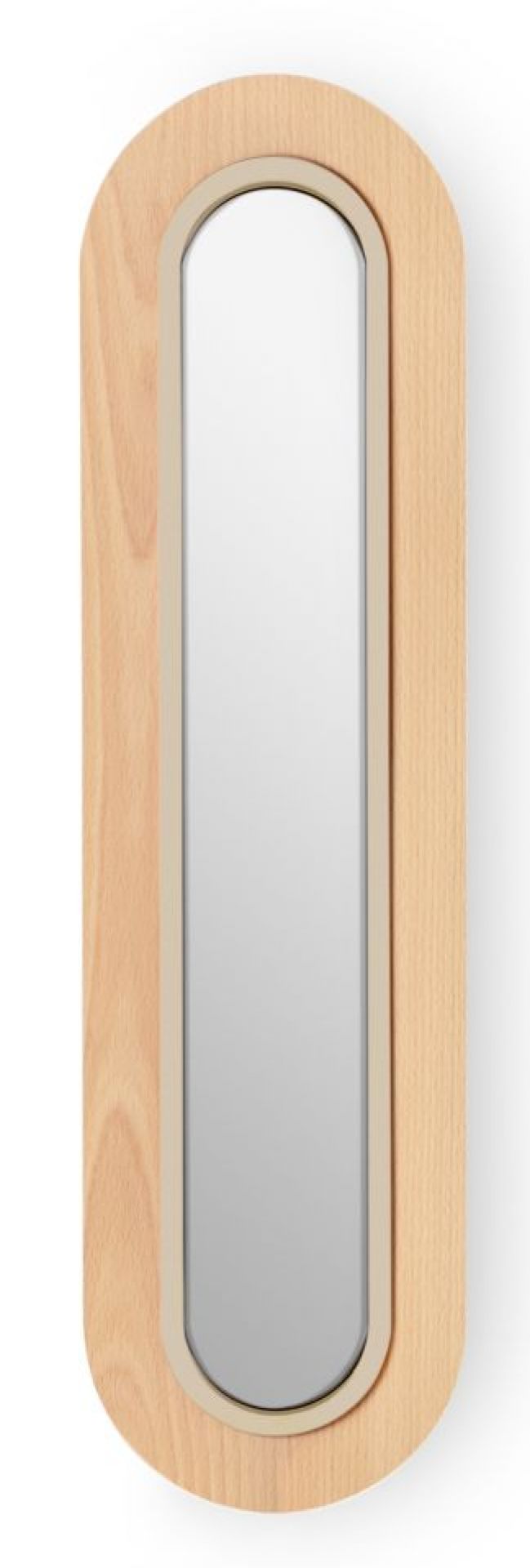 Lens LED Wandleuchte von LZF Lamps: Ovaler Holzrahmen mit elfenbeinweißem Metallring. Moderne Wandbeleuchtung.