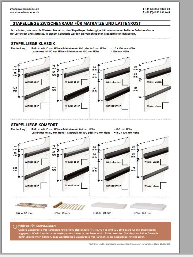 Stapelliege Klassik / Komfort Müller Möbelwerkstätten