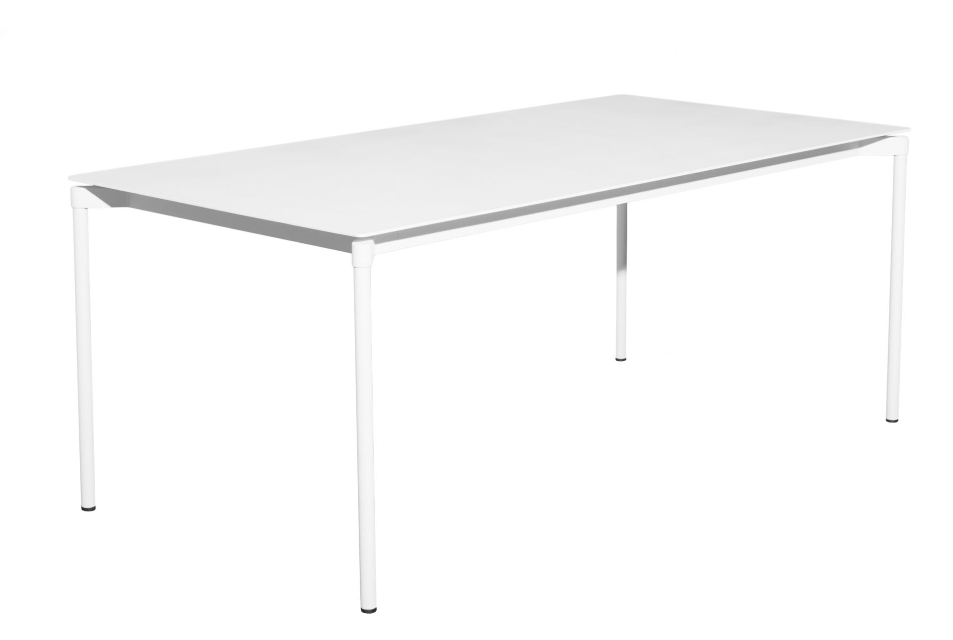 Weißer Fromme Esstisch rechteckig von Petite Friture: Moderner Esstisch mit minimalistischem Design und filigranem Stahlgestell.